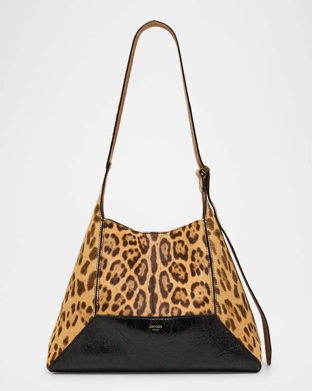 Diamond Leopard Calf Hair Hobo Bag